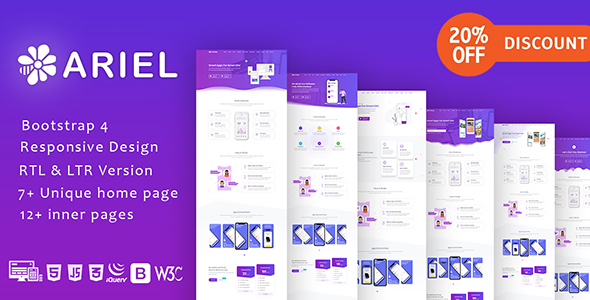 Ariel - App Landing Page Template + RTL